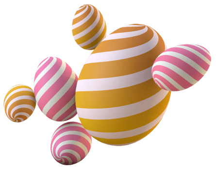 Composition of 3D Easter eggs png