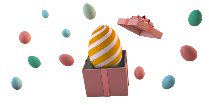 Colorful Easter eggs and pink gift box png