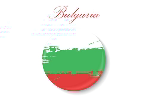 The flag of Bulgaria. Standard color. The circular icon. The round flag. Digital illustration. Computer illustration. Vector illustration.