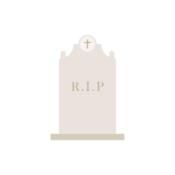 Ancient Headstone Flat design vector illustration. Vector flat style illustration gravestone with text R.I.P Tombstone icon.