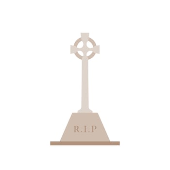 Ancient Headstone Flat design vector illustration. Vector flat style illustration gravestone with text R.I.P Tombstone icon.