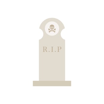Ancient Headstone Flat design vector illustration. Vector flat style illustration gravestone with text R.I.P Tombstone icon.