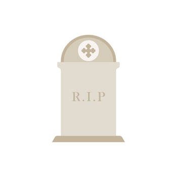 Ancient Headstone Flat design vector illustration. Vector flat style illustration gravestone with text R.I.P Tombstone icon.