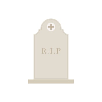 Ancient Headstone Flat design vector illustration. Vector flat style illustration gravestone with text R.I.P Tombstone icon.