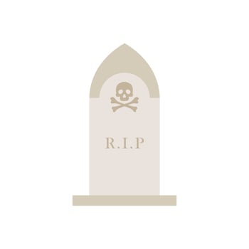 Ancient Headstone Flat design vector illustration. Vector flat style illustration gravestone with text R.I.P Tombstone icon.