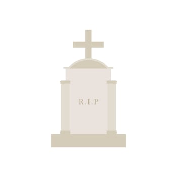 Ancient Headstone Flat design vector illustration. Vector flat style illustration gravestone with text R.I.P Tombstone icon.