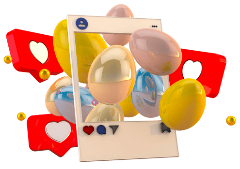 3d happy easter social media concept with post social network png