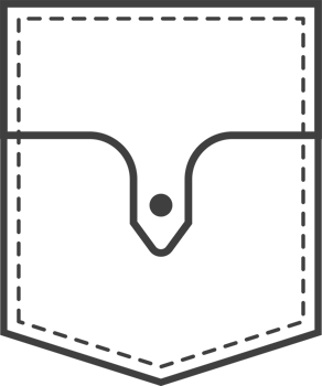 Pocket patch. Element for uniform or casual style clothes, dresses and shirts. Outline illustration png