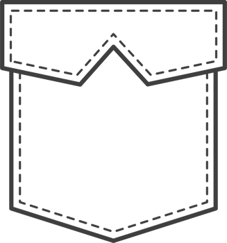 Pocket patch. Element for uniform or casual style clothes, dresses and shirts. Outline illustration png