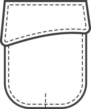 Pocket patch. Element for uniform or casual style clothes, dresses and shirts. Outline illustration png