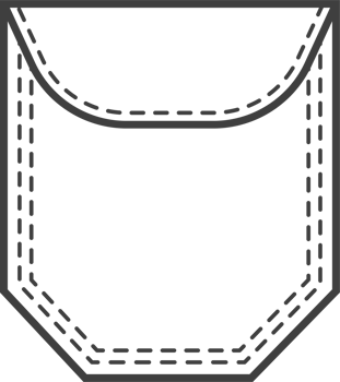 Pocket patch. Element for uniform or casual style clothes, dresses and shirts. Outline illustration png