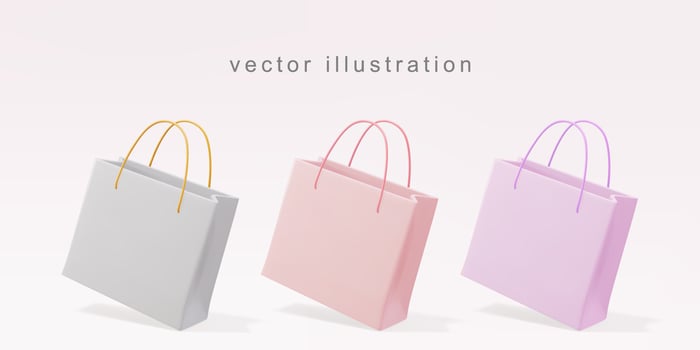 3d realistic gift bags. Vector illustration.
