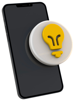3d lamp bulb icon and smartphone png