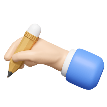 3d businessman hand holding pencil isolated. concept 3d render illustration png