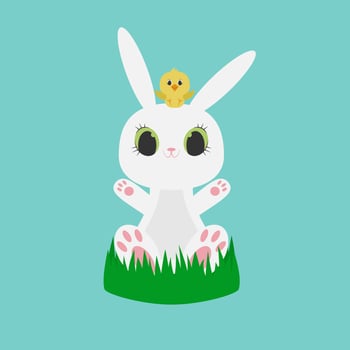 Illustration of Easter bunny with chick vector