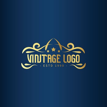 free Vintage frame logo with gold color. Antique label. Suitable for studio, barber shop, label, brewing, salon, shop, signage. vector