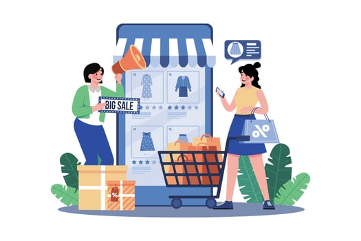 Girl Doing Online Shopping On Big Sale By Smartphone vector