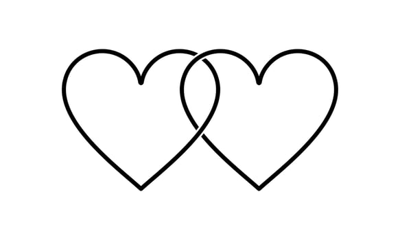 Pair of the Heart Shape Icon Symbol. Romance Couple in Love Icon Symbol for Logo, Art Illustration, Apps, Website or Graphic Design Element. Vector Illustration