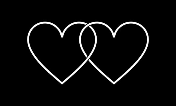 Pair of the Heart Shape Icon Symbol. Romance Couple in Love Icon Symbol for Logo, Art Illustration, Apps, Website or Graphic Design Element. Vector Illustration