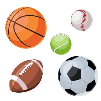 Set of sport different balls in flat technique vector