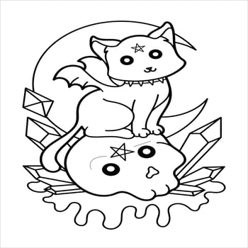 creepy kawaii pastel goth coloring page vector