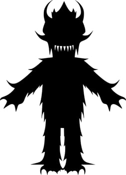 black and white of evil monster vector