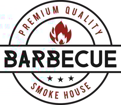 Barbecue Grill - vintage logo concept. Logo of Barbecue, Grill, Smoke House with fire flame, grill fork and spatula. BBQ logo, poster, stamp template. Vector illustration