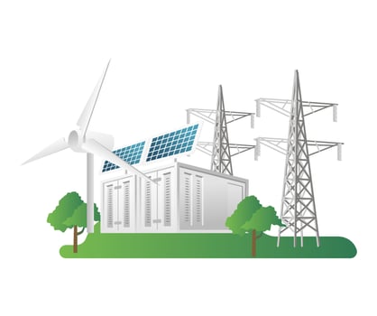 Flat isometric 3d illustration concept of solar energy storage vector