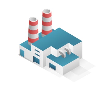 Flat isometric concept 3d illustration minimalistic building modern factory warehouse industry vector