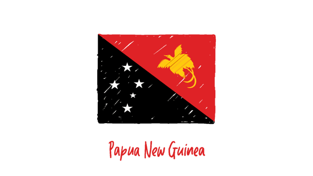 Papua New Guinea National Flag Pencil Color Sketch with Transparent Background png