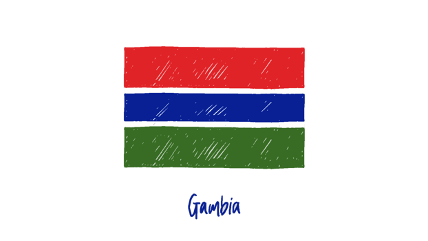 Gambia National Flag Pencil Color Sketch with Transparent Background png