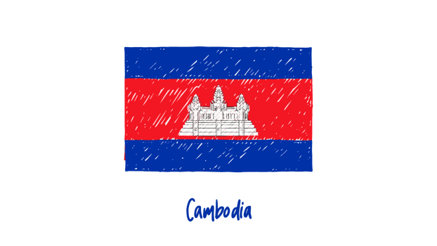 Cambodia National Flag Pencil Color Sketch with Transparent Background png
