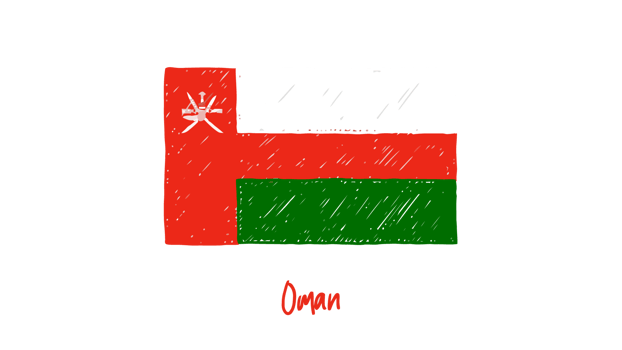 Oman National Flag Pencil Color Sketch with Transparent Background png