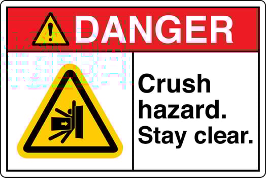 Safety Sign Marking Label Symbol Pictogram Danger Crush hazard Stay clear vector