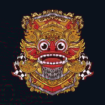 Vector Illustration of Balinese Barong Mask The Protective Spirit of Bali