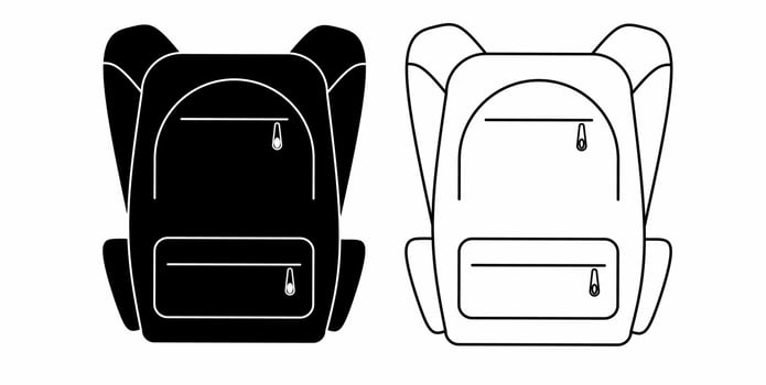 outline silhouette backpack icon set isolated on white background vector