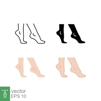 Foot, ankle icon in different style. Set of ankle sign vector icons designed in filled outline, line, glyph and solid style. Vector illustration isolated on white background. EPS 10.