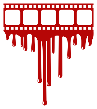 Silhouette of the Bloody Stripe Film Sign for Movie Icon Symbol with Genre Horror, Thriller, Gore, Sadistic, Splatter, Slasher, Mystery, Scary. Format PNG