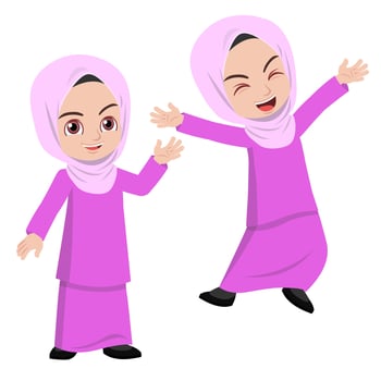 Malay girl happy celebrate Hari Raya vector