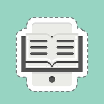 Sticker line cut E-Reading. related to Education symbol. simple design editable. simple illustration vector