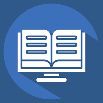 Icon Online Reading. related to Education symbol. long shadow style. simple design editable. simple illustration vector