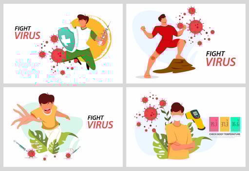 Set vector illustration against corona covid-19 virus. cure corona virus.