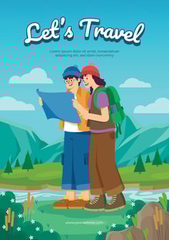 Hand drawn Traveling poster vector