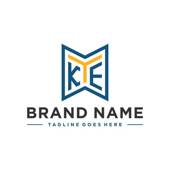 industrial business illustration logo with letter KTE vector