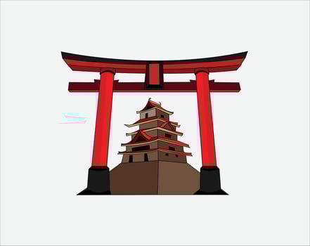 Japanese castle vector illustration on white background