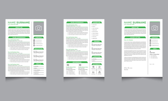 Professional Resume And Cover Letter Layout With Minimalist resume cv template for Business Job Applications vector