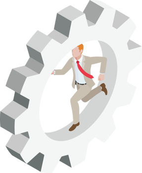 Businessman run on gear isometric png