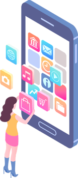 mobile isometric flat color png