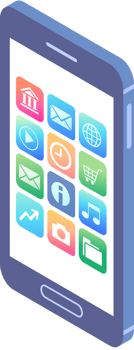 mobile isometric flat color png