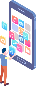 mobile isometric flat color png